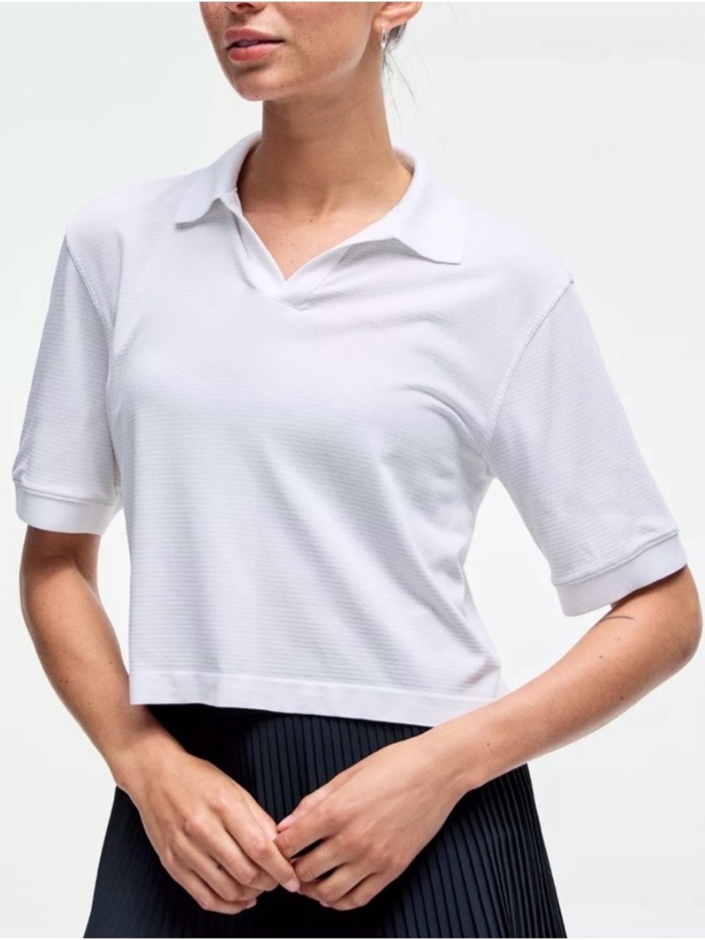 lululemon athletica White Cropped Polo Top